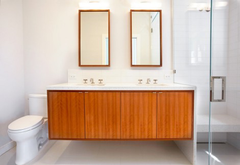 cherry wood cabinet double basin