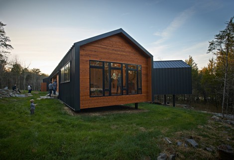 contemporary house with cedar and metal siding