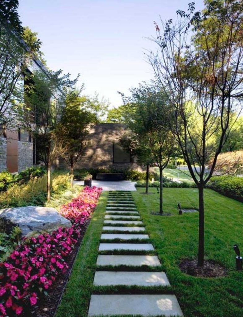 cute garden with stepping stones