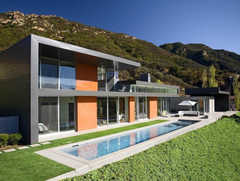 grey house contemporary pool