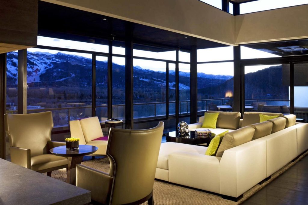 living room with mountain view