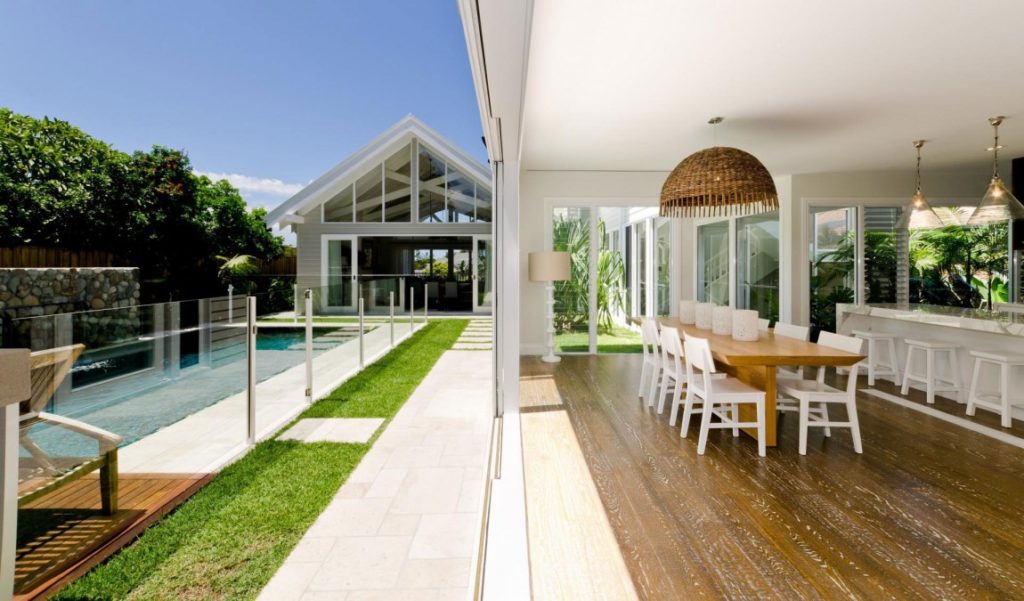 open plan space with outdoor pool