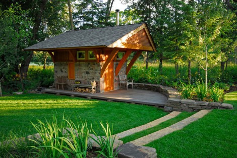 sauna and wood decking