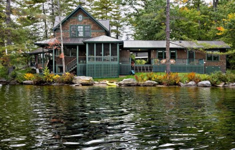 skirting around deck of lake house