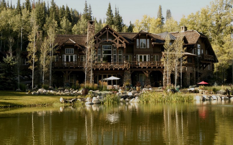 rustic lake mansion