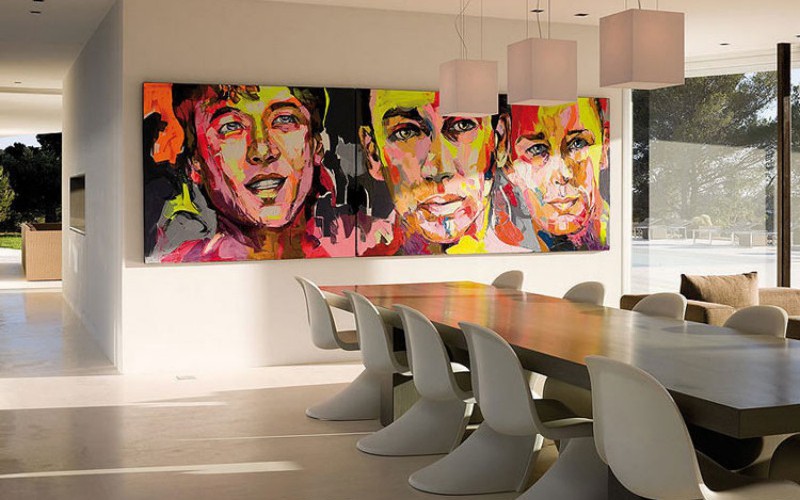 wall art with modern chairs