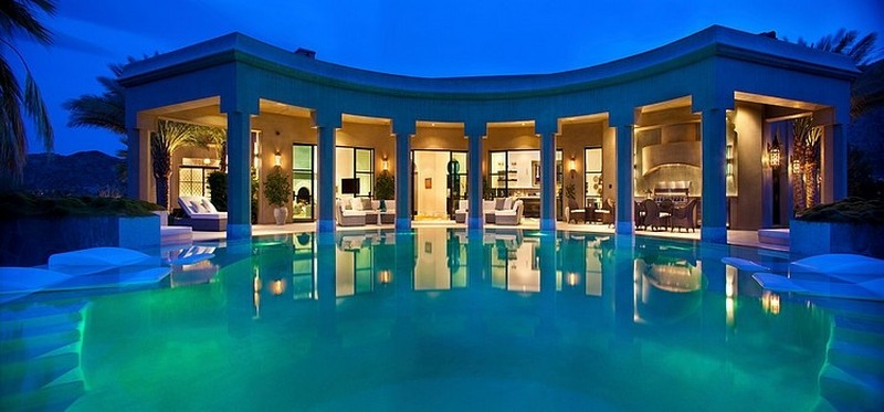 greek style pool house