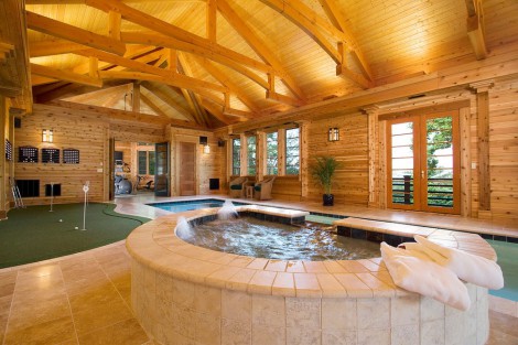 timber roof hot tub